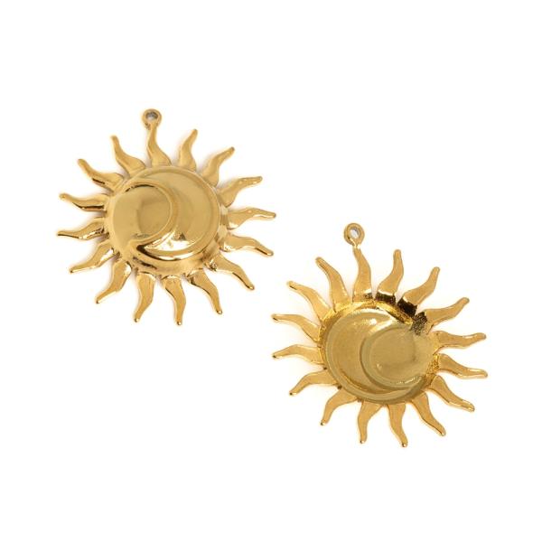 Pr�vesok slnko s mesiacom 27mm zlat� nerez (ion plating)