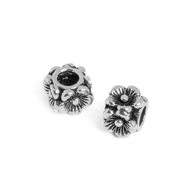 Kor�lka rondelka Ag925 starostrieborn� s kvetinkami