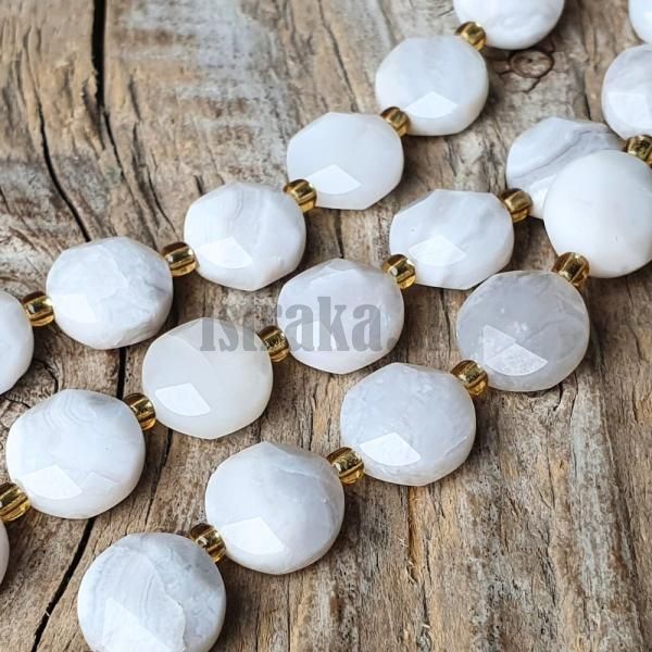 Acht biely korlky 10mm disky brsen polnra