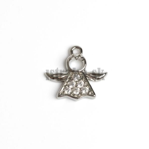 Anjel vianon prvesok strieborn s bielymi zirknmi