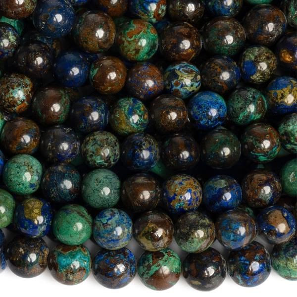 Azurit + malachit korlky 8mm polnra