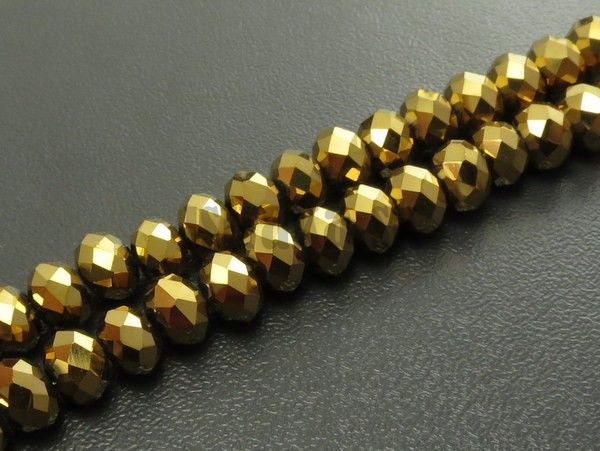 Korlky sklenen 6x4mm rondelky zlat nra