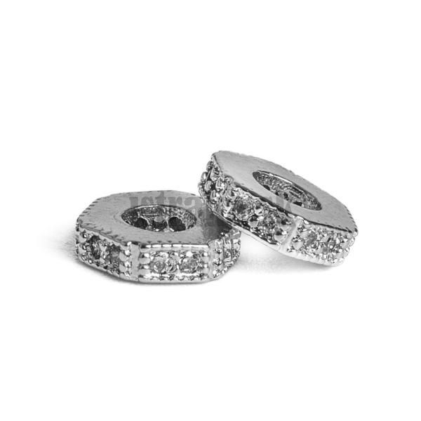 Hexagon korlka strieborn s bielymi zirknmi