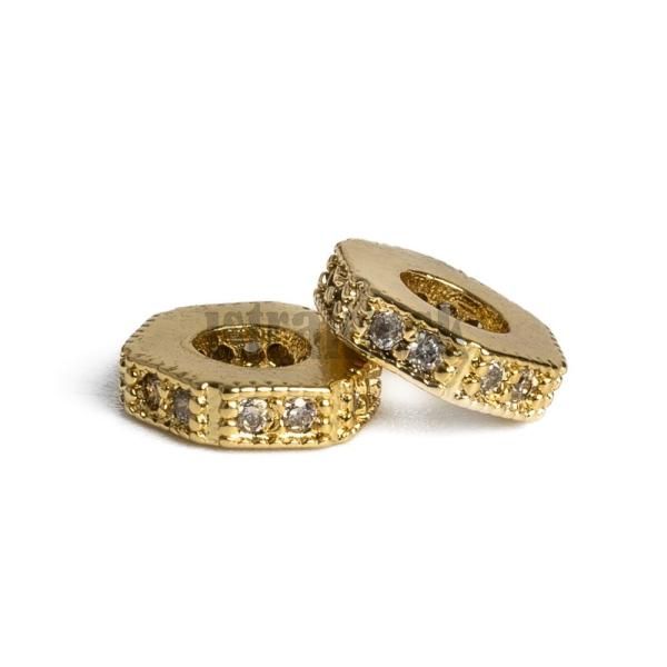 Hexagon korlka zlat s bielymi zirknmi