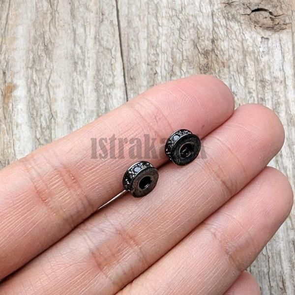 Rondelka korlka 7x3mm ierna s iernymi zirknmi