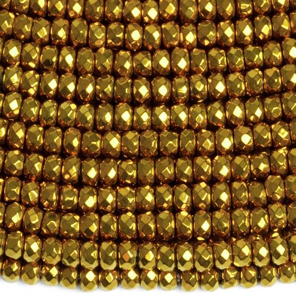 Hematit kor�lky 3x2mm rondelky zlat� br�sen� �n�ra