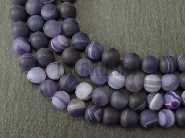 Achát krajkový korálky 6mm fialové matné šnúra