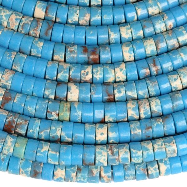 Jaspis regalit tyrkysov� kor�lky 4x2mm heishi pol�n�ra