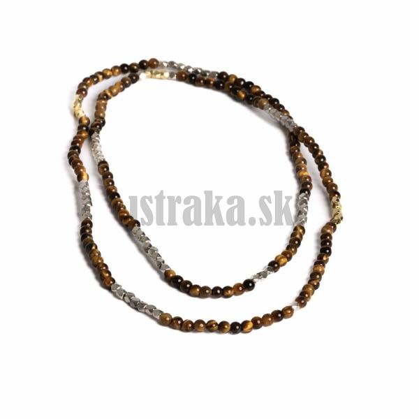Nhrdelnk z tigrieho oka + hematit 4mm