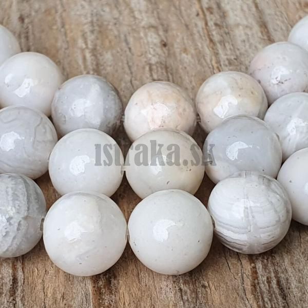 Acht biely korlky 10mm nra