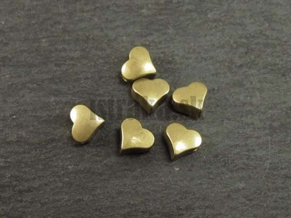 Srdiečko korálka 6mm antická zlatá zo zliatiny 6 ks