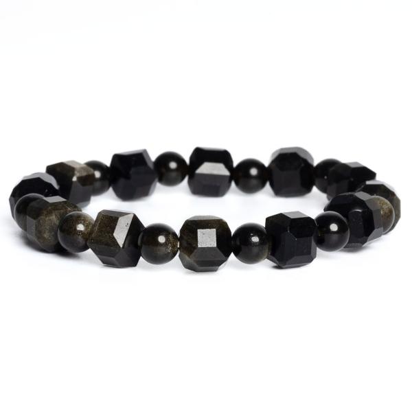 N�ramok obsidi�n zlat� 8mm kocky + gu���ky