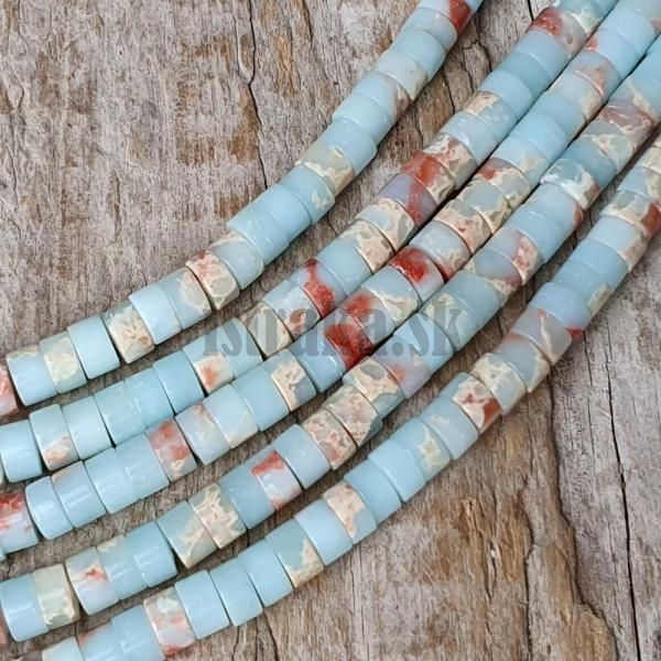 Jaspis aqua terra korlky 4x2mm heishi polnra