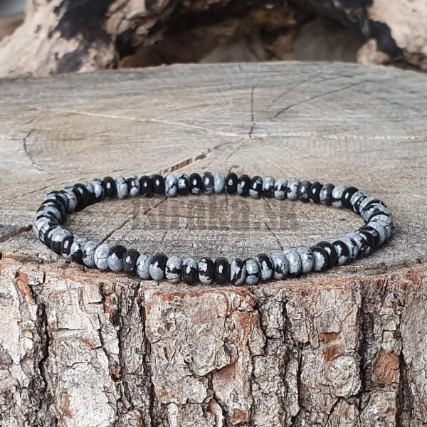 Nramok obsidin vlokov 2x4mm rondelky