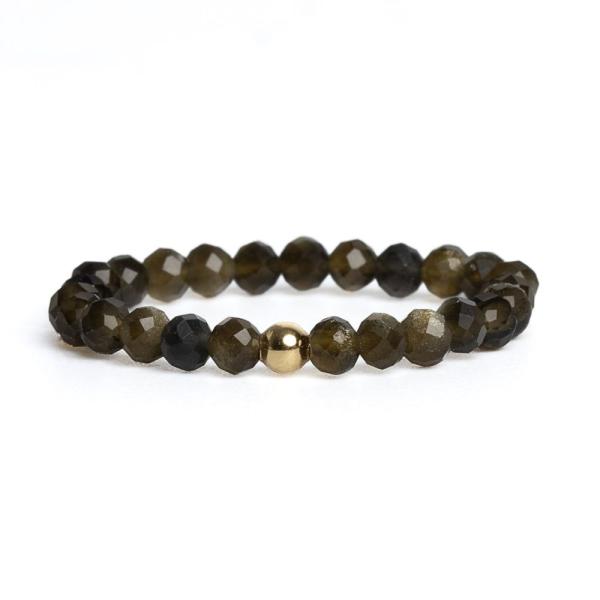 Prste� zo zlat�ho obsidi�nu 2-3mm s kovovou kor�lkou