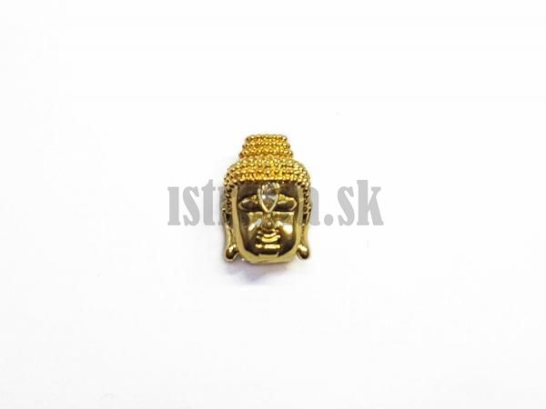 Buddha korálka zlatá s bielym zirkónom