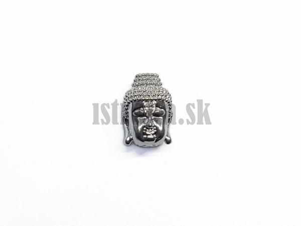 Buddha korlka strieborn s bielym zirknom