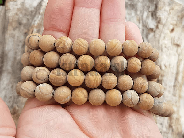Jaspis woodgrain korlky 8mm matn nra