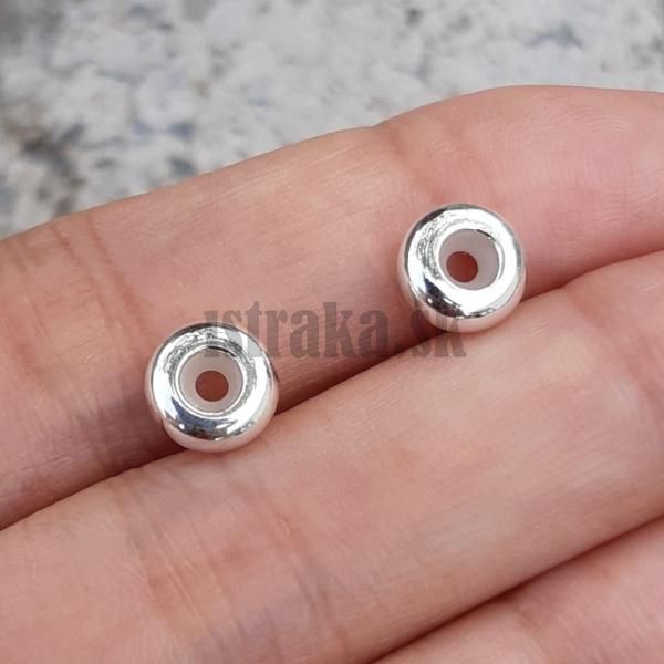 Korlka rondelka so siliknovou zarkou 8x3mm Ag925 strieborn