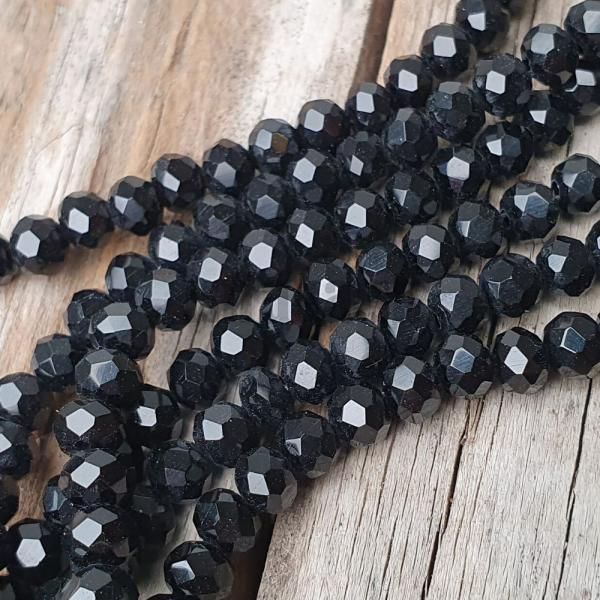 Korlky sklenen 4x3mm rondelky ierne pln nra