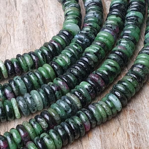 Rubn v zoisite korlky 6x2mm zke rondelky polnra