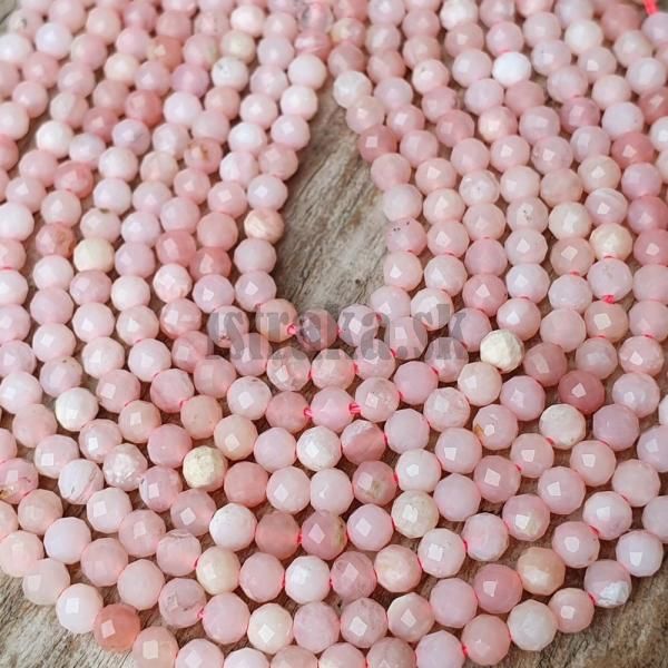 Opál ružový korálky 3mm brúsené šnúra