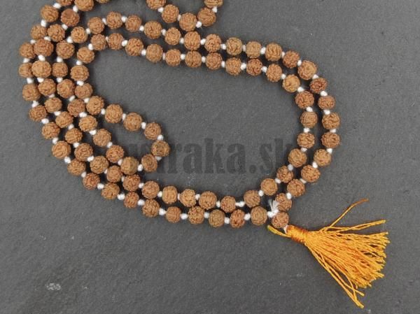 Rudraksha mala korálky 4mm uzlíkovaný náhrdelník