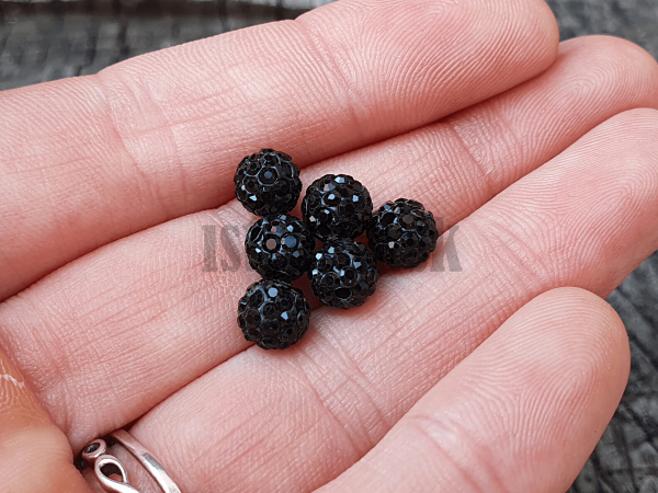 Shamballa korlka 6mm ierna 10 ks