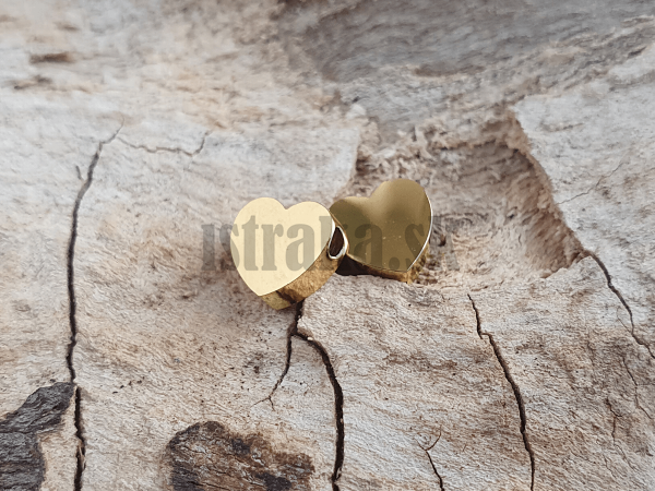 Srdce korlka 8mm ploch zlat nerez 
