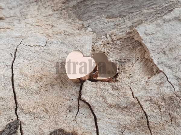 Srdce korlka 8mm ploch ruov zlato nerez 