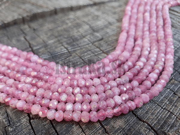Turmalín ružový korálky 3,5x2,5mm rondelky  brúsené šnúra