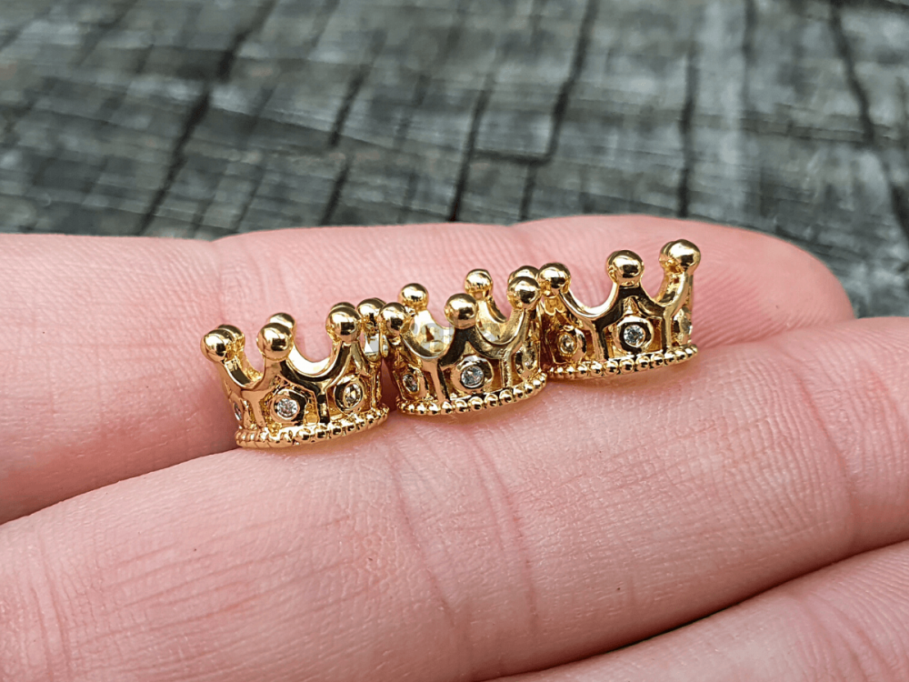 Korunka princeznovská korálka zlatá s bielymi zirkónmi