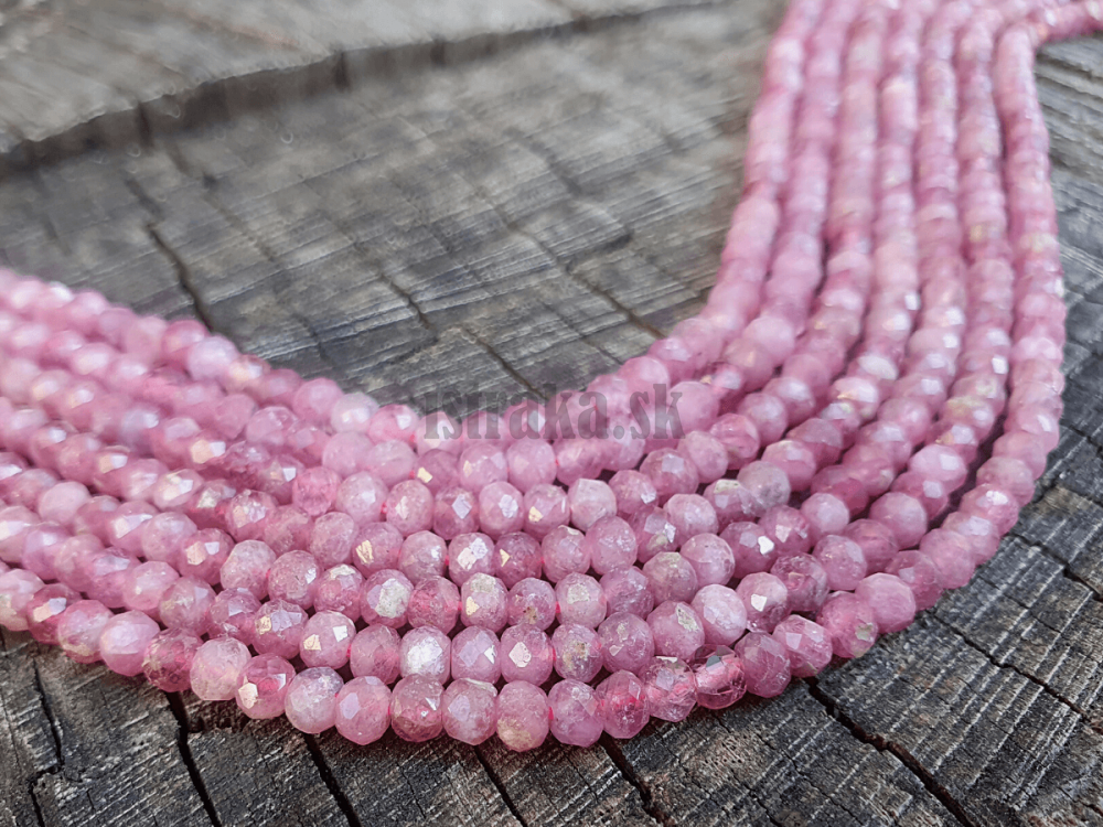 Turmalín ružový korálky 3x2mm rondelky  brúsené šnúra